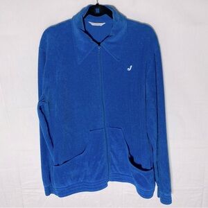 Vintage 70s Jantzen Blue Zip Front Track Jacket Activewear Athletic L